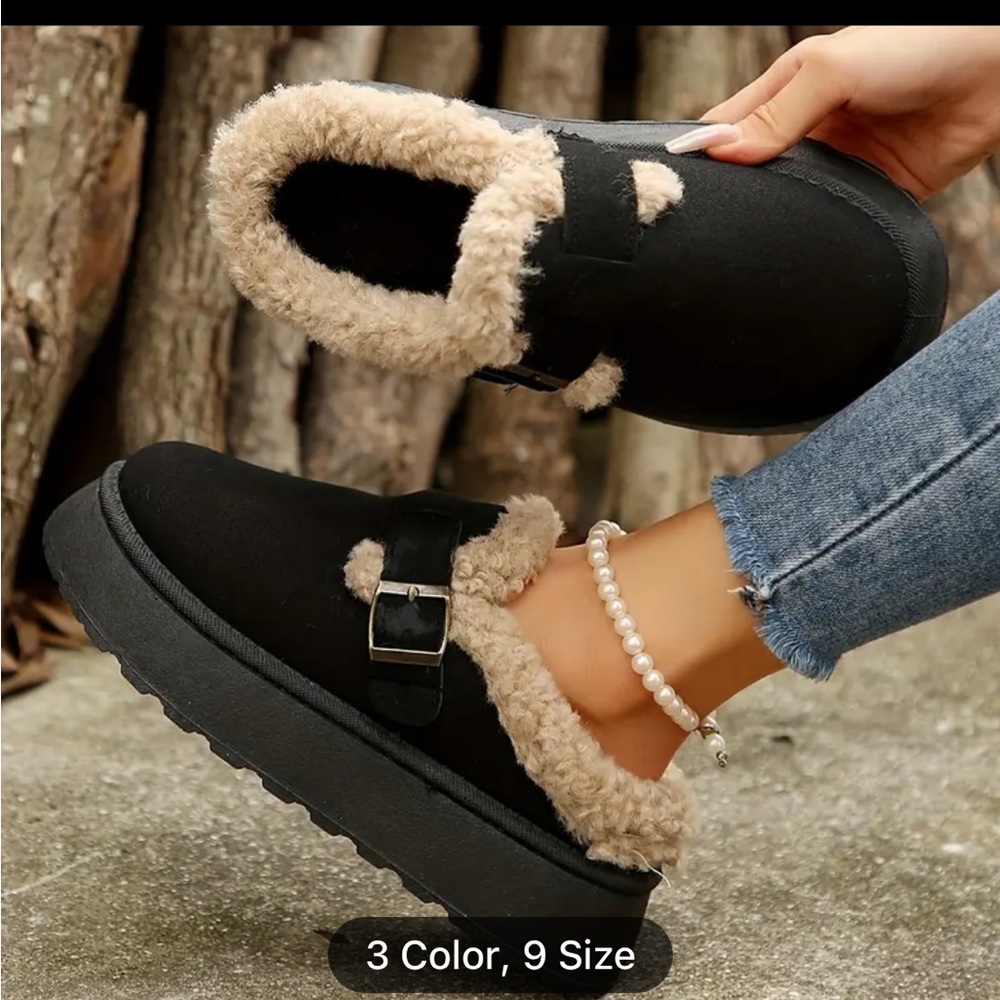 Women's Black Faux Fur Lined Clogs
